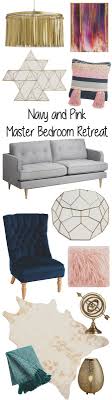 Blush and gray is also a hot color trend combination showing up in pottery barn and even at lowe's home improvement stores. Style It A Navy And Pink Master Bedroom Retreat A Kailo Chic Life