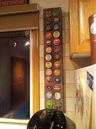K Cup Holder Made From An Old Wooden Pallet Holds 26 K Cups Wood Wine Racks Reclaimed Wood Projects Wood Diy