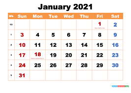 2021 yearly printable calendars in microsoft word, excel and pdf. Printable Calendar For January 2021 Free Printable 2021 Monthly Calendar With Holidays