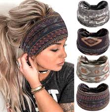 Amazon.com : FULZTEY Boho Wide Headbands for Women Vintage Floral Head  Bands Large African Bandana Hairbands Non Slip Yoga Workout Sweat Headwraps  Cotton Thick Turban Fashion Hair Accessories 4Pcs : Beauty &