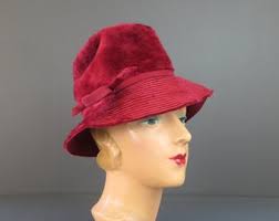 1960s Vintage Red Wool Hat With Black Feather by Kurt Jr. for Tom Hann
