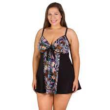 Fit4u Vintage Plus Size Women S Swim Dress Slimming Swim Dress With Color Blocking To Minimize Hips Women Swimsuits Plus Size Swimsuits Plus Size Swimwear