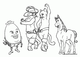 Color up puss in boots and his friends in this image. Puss In Boots Coloring Page Coloring Home