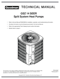Multiple power sources may be present. Goodman Gsz 14 Seer Technical Manual Pdf Download Manualslib