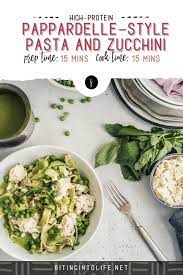 High Protein Pappardelle Style Pasta And Zucchini Recipe Vegan Summer Recipes Vegan Pasta Recipes Easy Vegan Dinner