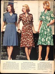 U S Sears Catalog 1943 Vintage Fashion Day Dress 40s Green