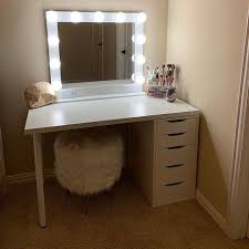 With two drawers for storage and an open shelf in the middle, the ikea hemnes dressing table (round) provides a practical and stylish way to prepare for the day. Large White 32x28 Hollywood Style Lighted Vanity Makeup Mirror Tabletop Or Wall Mount In 2021 Bedroom Vanity Ikea Vanity Vanity Ideas Bedroom Small