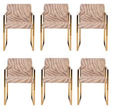 Set Of 6 Modern Zebra Dining Chairs Beige Gold Dining Room Chairs Antique Dining Room Chairs Cowhide