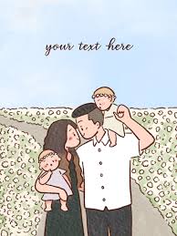 Six Or More Members Family Portrait Digital Portrait Custom Etsy Family Drawing Family Illustration Custom Illustration