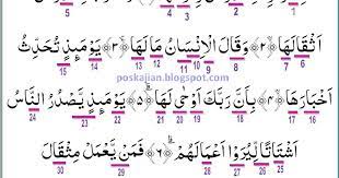 Jika dan bertemu empat huruf di atas masih dalam satu kata yang sama maka bunyi. Hukum Tajwid Surat Al Zalzalah Ayat 1 8 Lengkap Dengan Penjelasannya