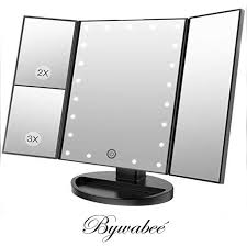 Maybe you would like to learn more about one of these? Bywabee Black Tri Fold Lighted Vanity Makeup Mirror W 22 Led Touch Screen Walmart Com Walmart Com