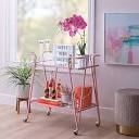 Amazon.com: Linon Gina Pink Mid-Century Bar Cart with Mirrored ...