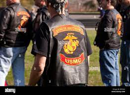 Band Of Brothers Usmc Motorcycle Riding Club Insignia On Jacket Stock Photo Alamy