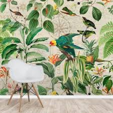 King Of Parrots Mural By Andrea Haase Wallsauce Us Jungle Wallpaper Bird Wallpaper Mural Wallpaper