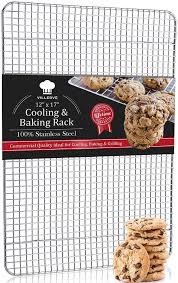 Villerve 100 Stainless Steel Cooling Rack Oven Safe For Baking 12 X 17 Fits Half Sheet Pan Strengthened Wir Half Sheet Pan Baking Accessories Cooling Racks