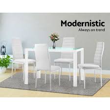 Kitchen & dining room furniture. Artiss Dining Table And Chairs Set Glass Tables Leather Seater White Kitchen Buy 5 Piece Sets 9350062179116