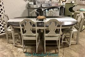 Dining Chairs And Table Painted In Fusion Mineral Paint Putty Dining Table Top Stained In Ebony Stain And Finishin Painted Table Dining Table Top Fusion Paint