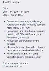 Jobs now available in muar. Kerja Kosong Terkini Untuk Anda On Twitter Jawatan Kosong Clerk Gaji Rm 1200 Rm 1500 Lokasi Muar Johor Jawatankosongmuar Kerjadimuar Maukerjamy Jobstreetmy Kerjakosongkini Muar Berminat Klik Link Di