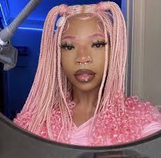 pink braids w curls <33