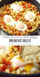 Hash Browns And Eggs Skillet By The Toasty Kitchen Hashbrowns Eggs Sunnysideup Breakfast Brunch Brinner Onepanmeal Breakfast One Pan Meals Egg Breakfast