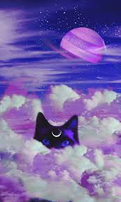 Luna is usagi's black guardian cat, as well as her and the other sailor senshi's adviser. Space Cat Luna Angel Animals Anime Cat Cloud Kitten Magic Sailor Moon Hd Mobile Wallpaper Peakpx