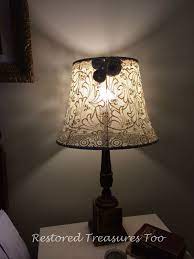 Making A Lampshade Using An Antique Lace Table Cloth Diy Vanity Shade Antique Lamp Shades Lamp Diy Lamp Shade