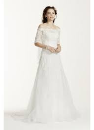 Off The Shoulder Lace Wedding Dress With Sleeves David S Bridal Petite Wedding Dress Davids Bridal Wedding Dresses Lace Wedding Dress With Sleeves