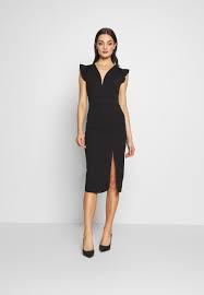 Maybe you would like to learn more about one of these? Wal G Frill Sleeve V Plunge Neck Dress Cocktailkleid Festliches Kleid Black Schwarz Zalando De