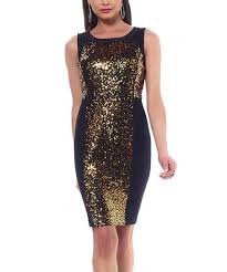 Nue By Shani Gold Black Sequin Dress