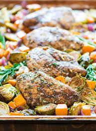 One Pan Paleo Sheet Pan Chicken With Sweet Potatoes Apples And Brussels Chicken Sweet Potato Healthy Baked Chicken