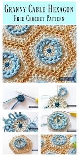 Click to link for free pattern. Granny Cable Hexagon Blanket Free Crochet Pattern