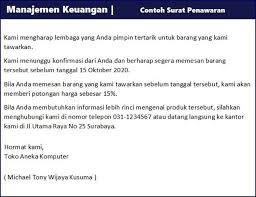 Contoh Surat Penawaran Harga Barang Jasa Dan Kerjasama Surat Pimpinan Tanggal