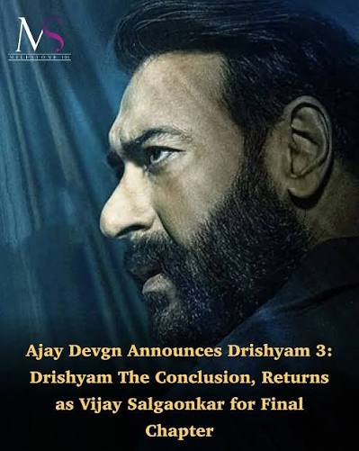 Vijay Salgaonkar is back, and this time, the story is heading towards its conclusion. Ajay Devgn has officially announced Drishvam 3: Drishyam The Conclusion confirming his return as the iconic character at