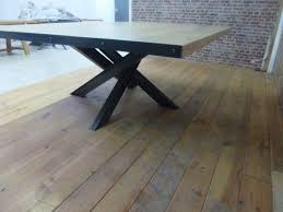 superbe grande table carree industrielle pied central mikado ipn de 180x180 cm fers plats 2600 euros table carree table bois tables a manger carrees