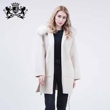 Hot Bán Len Gió Áo Khoác Cashmere Áo Khoác Coat Bất Fox Cổ Áo Lông Thú