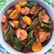 Pinakbet is cooked with squash (kalabasa) and bagoong alamang (shrimp paste) is used to give flavor to the dish. Pinakbet With Pork Shrimp And Bagoong
