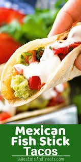 Breaded fish is crispy on the outside and tender on the inside, bakes easily, and can be accompanied with a salad or served on tostadas or in tacos. Fish Stick Tacos Julie S Eats Treats