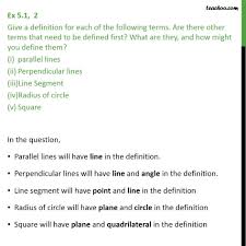 Getting ready for performing transformations. Ex 5 1 2 Give A Definition For Each Of Following Terms