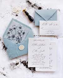 Blue Handmade Paper Letterpress Wedding Suite With Vellum Liner Fun Wedding Invitations Wedding Ceremony Invitations Wedding Invitations