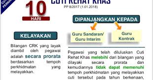 Senarai permohonan cuti rehat khas yang boleh dipertimbangkan : Majlis Guru Besar Selangor Cuti Rehat Khas