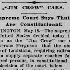 From the 1880s to 1964 in which african americans were segregated (separated) in public schools and public places, so that they could not mingle in public with whites on equal terms. Jim Crow Cars Eagle Eye