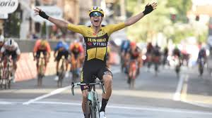 Wout van aert celebrates his strade bianche victory (image credit: Wout Van Aert Earns First Monument At Milan San Remo Canadian Cycling Magazine