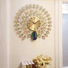 Buy large 3d peacock wall clock at umalls.com! 21 Large Diamonds Peacock Wall Clock Silent Non Ticking Clock Metal Dia Decorative 3d Wall Decor For Living Room Bedroom Iron Art Decor Christmas Gift Walmart Com Walmart Com