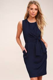 Zealous Love Navy Blue Tie Front Midi Dress Women Dress Online Midi Dress Chic Blue Cocktail Dress