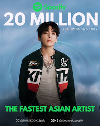 JungKook has gained 400K new followers on Spotify in 2026