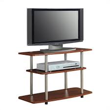 Dark walnut particle board entertainment center fits tvs up to 37 in. Customer Favorite Convenience Concepts Designs2go 3 Tier Tv Stand In Cherry Wood Finish Accuweather Shop