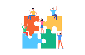 Crossword puzzles are for everyone. People Connecting Puzzle Elements By Volyk Thehungryjpeg Com