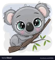 Cartoon Koala Is Sitting On A Tree Royalty Free Vector Image Koala Drawing Baby Animal Drawings Cute Cartoon