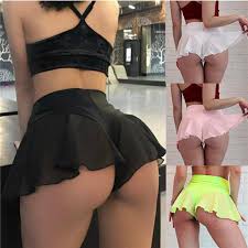 See Through Shorts Skirt Women Summer Streetwear Female Elegant Dancewear  Aesthetic Pink Short Chiffon Skirts Sexy Ruffle Shorts - Shorts - AliExpress