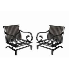 Allen Roth Set Of 2 Pardini Oil Brown Aluminum Cushioned Patio Spring Motion Chairs Fire Pit Furniture Small Fire Pit Modern Fire Pit